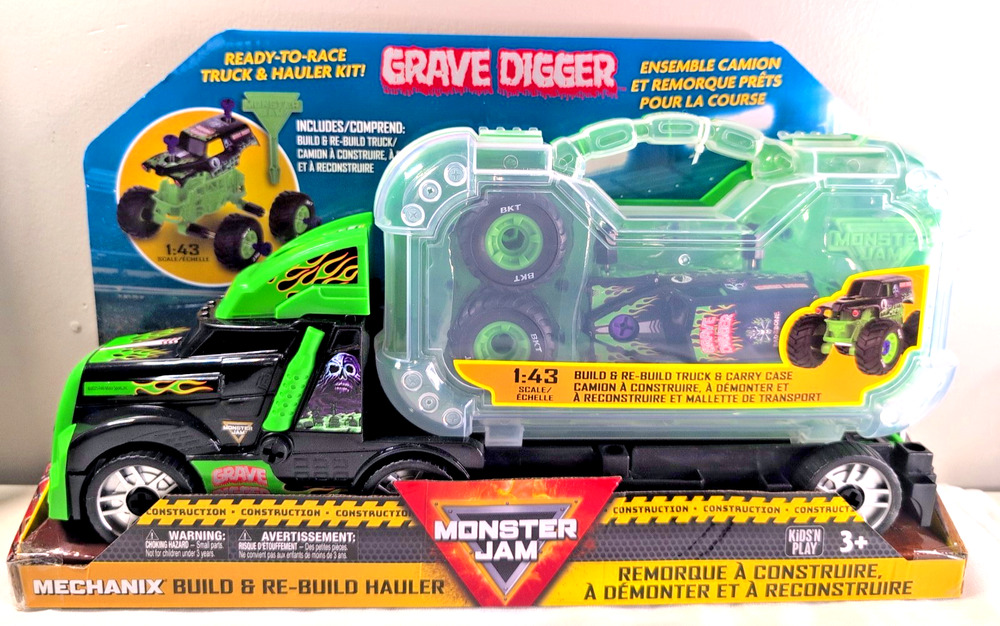 Mechanix Monster Jam Grave Digger Build & Re-Build Truck Hauler 1:43 Kit NEW!